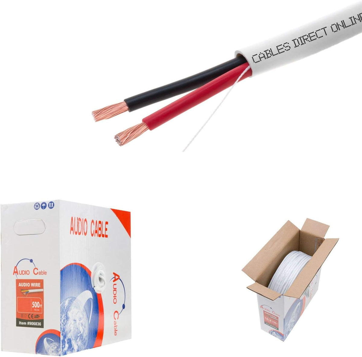 100ft 18AWG 2 Conductors CL2 Rated Speaker Cable Wire, Pull Box, Pack of 2 R78289