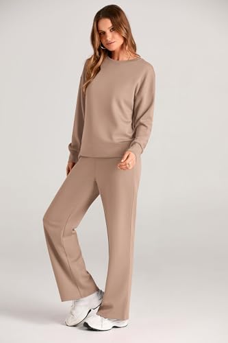2 Piece Long Sleeve Pullover Tops And Long Pants Lounge Sets O563640
