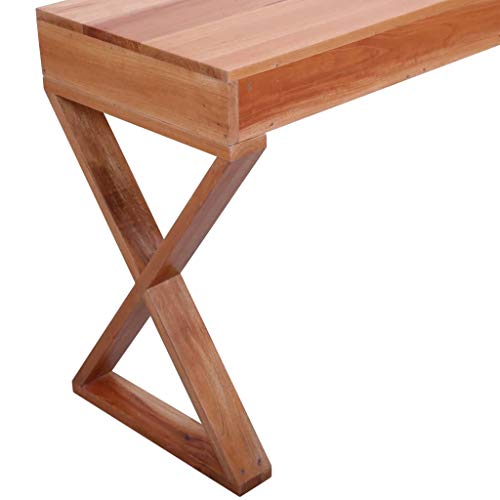 Natural 52"x18.5"x30.3" Solid Mahogany Wood Computer Desk B606153