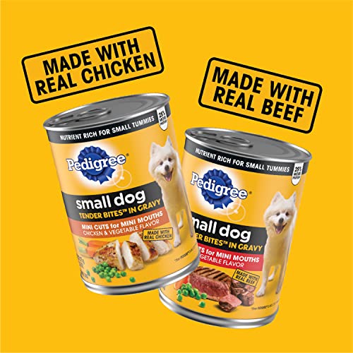 Small Dog Tender Bites in Gravy, Steak & Vegetable Flavor Canned Wet Dog Food, 13.2 oz. Cans W66161