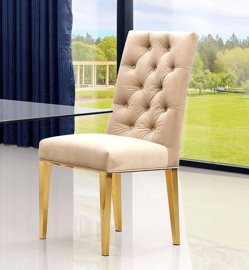Beige Velvet Dining Chair Set of 2 A632739