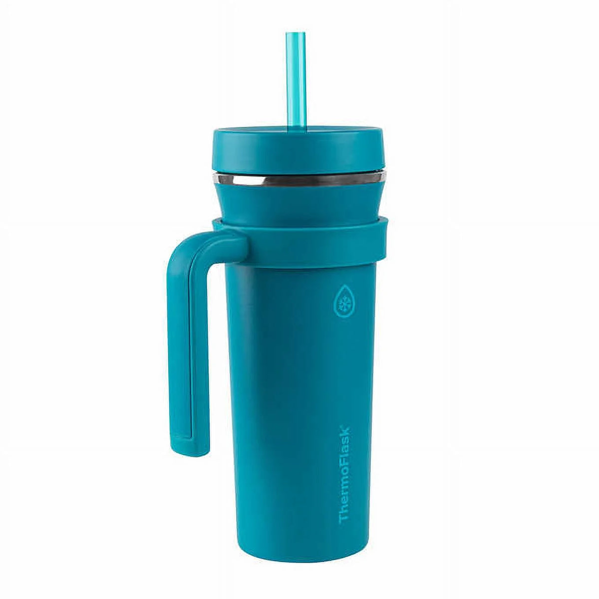 32oz Insulated Straw Tumbler with Handles, 2-pack (Teal & Grey) D835