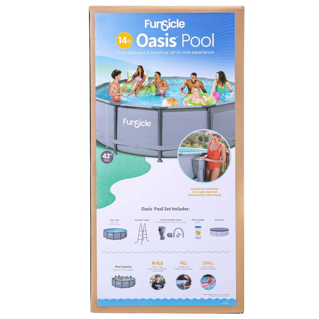 14 ft Round Metal Frame Above Ground Swimming Pool O718194