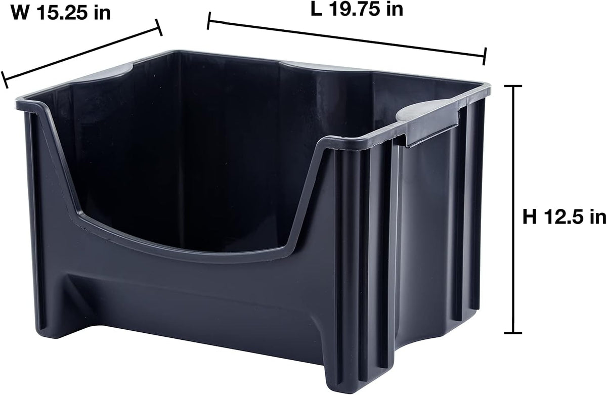 Black Pack of 3 Stackable Storage Bins E488205