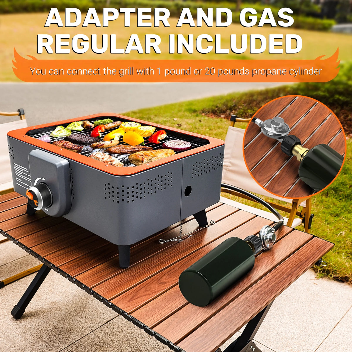 Portable Propane Grill with Gas Regulator & Adaptor C655