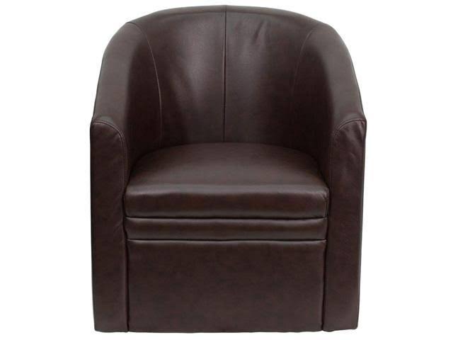 Brown Leather Barrel-Shaped Guest Chair Y505