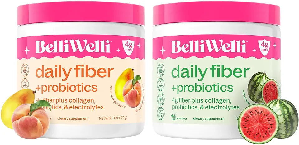 Fiber Supplement with Collagen, Probiotics & Electrolytes Peach Mango & Watermelon 32 Servings U672