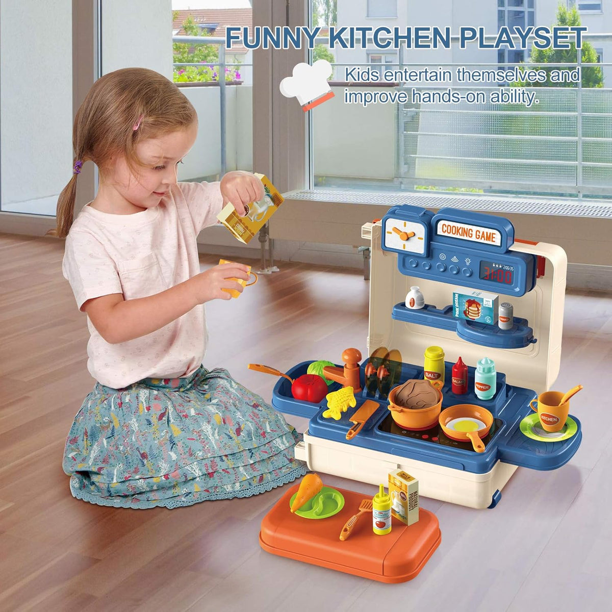 4 in 1 Kitchen Playset with 41pcs Realistic Cooking Accessories R40514