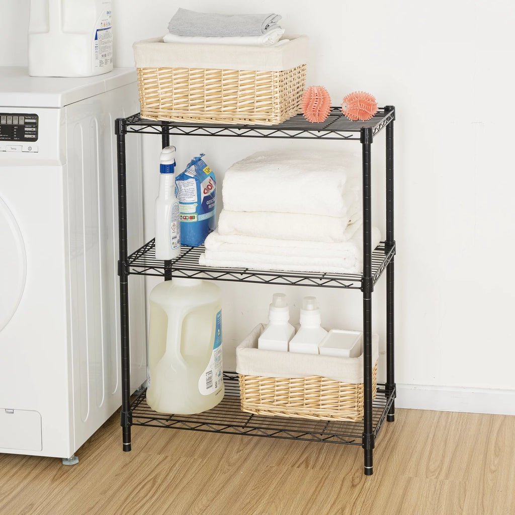 3-Tier Black Wire Shelving Rack M817009