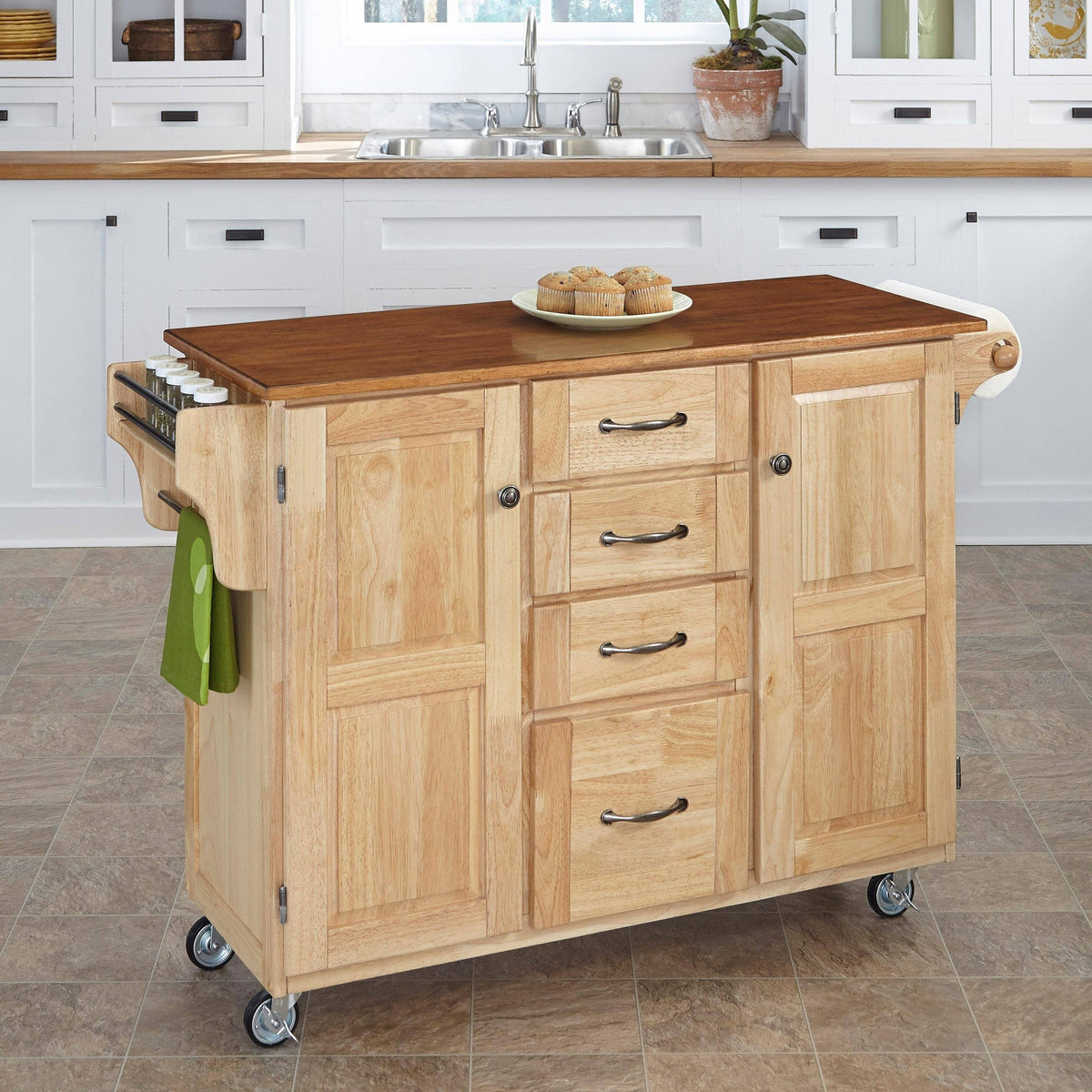 Natural Finish Oak Top Cart L36608