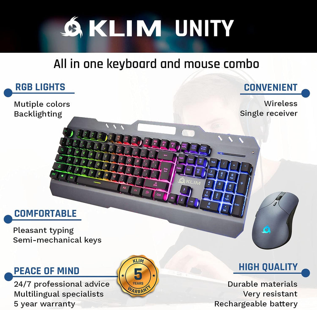 Wireless Keyboard and Mouse Set with Backlit Gaming Keyboard Y523204