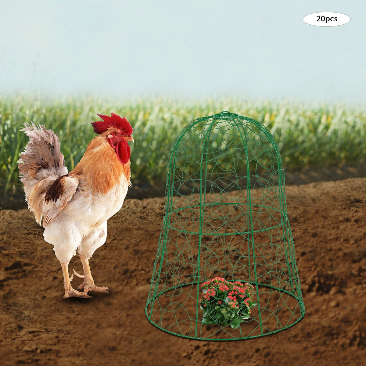 20PCS Garden Chicken Wire Cloche Plant Protector and Cover Iron Black/Green Q816