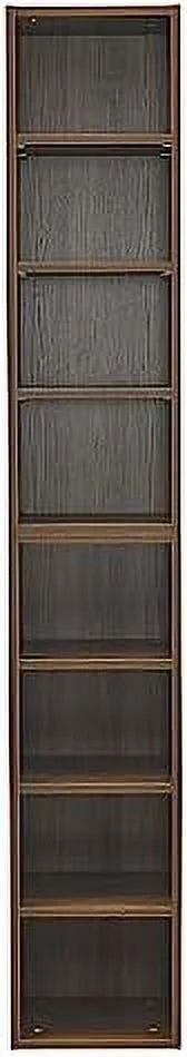 8-Tier Tall Narrow Media Tower Cabinet with Adjustable Shelves Walnut F923557