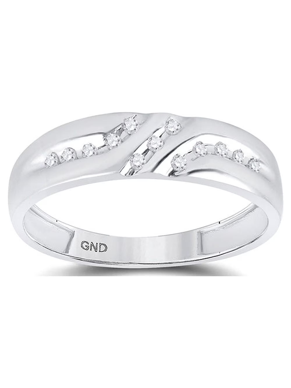 10kt White Gold Mens Diamond Wedding Band Ring 1/8 Cttw Size 8 O3561