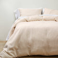White/Natural Stripe Duvet and Sham Set A9313