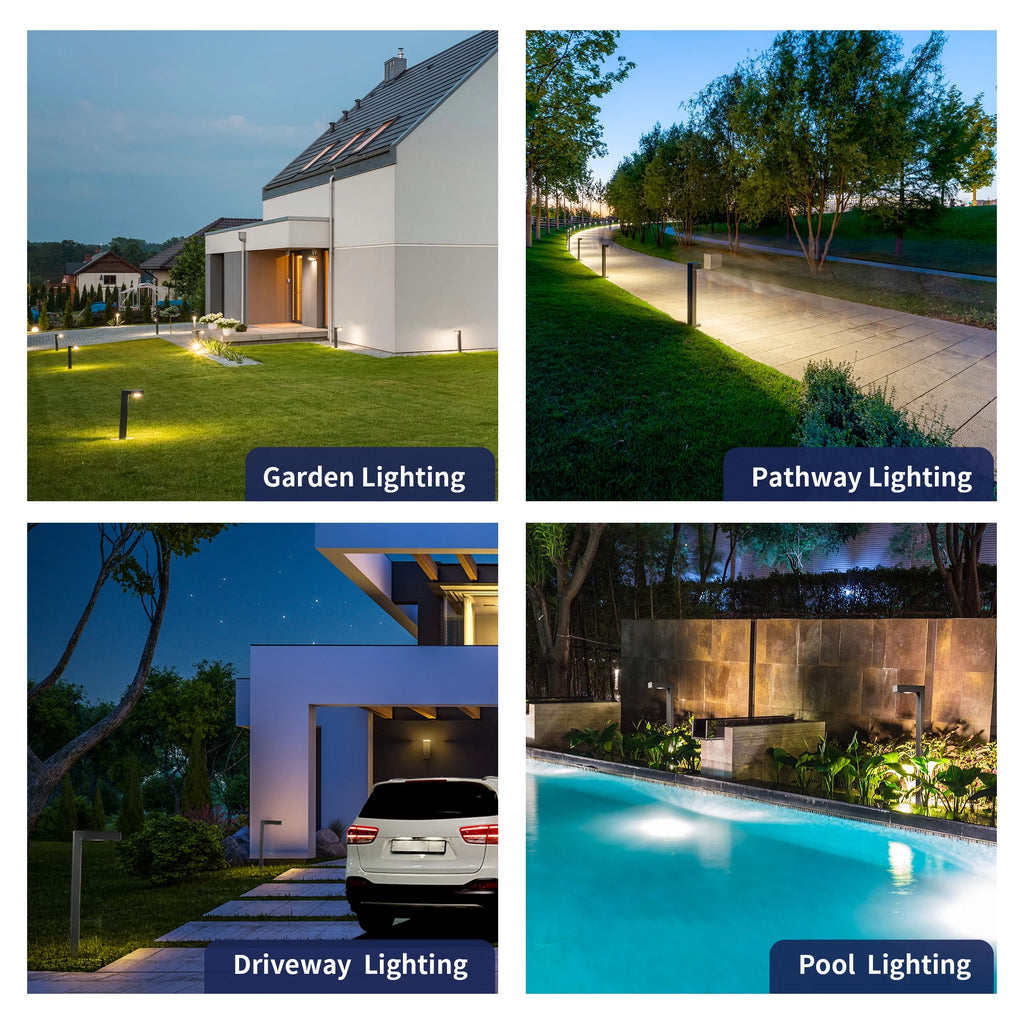Black 12V Low Voltage LED Landscape Path Lights 4 Pack Z9094