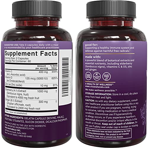 60 Count Black Dried Elderberry Capsules P693974