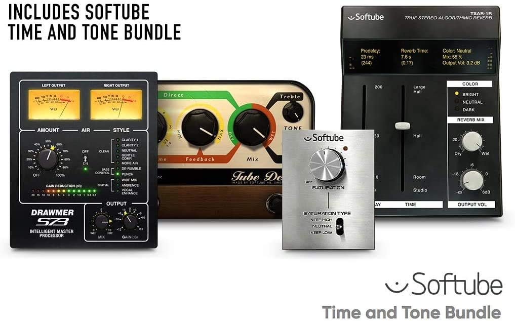 USB Audio Interface and Recording Bundle with Monitors, Microphone Stand, and Pop Filter (5 Items) K533948