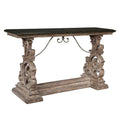 Brown Wood Console Table with Marble Top U313196