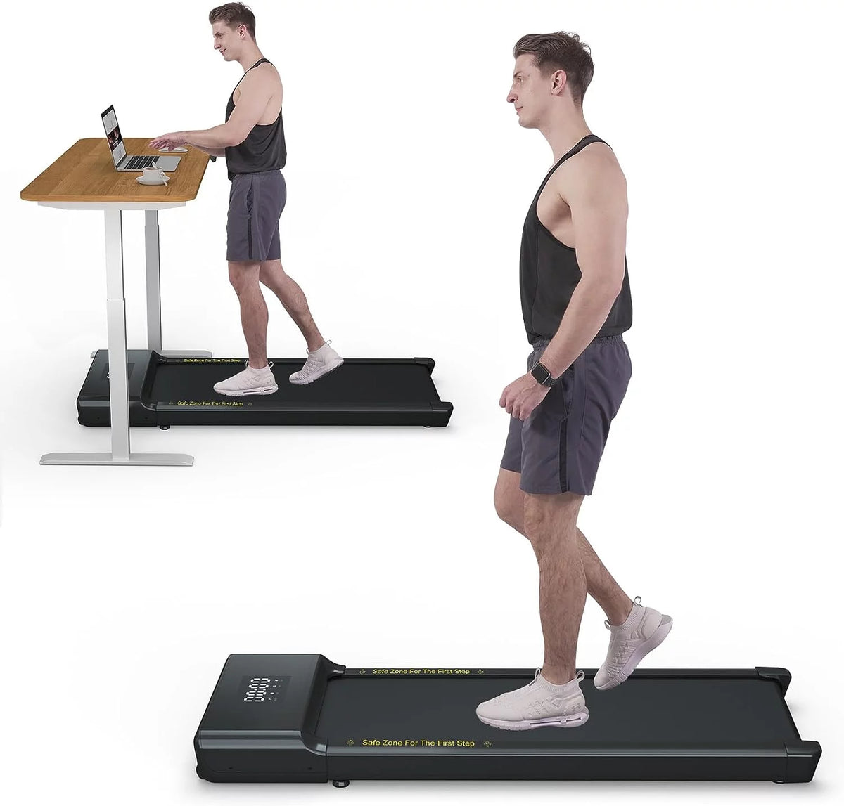 0.6-3.8 MPH 2 in 1 Walking Treadmill White O4717