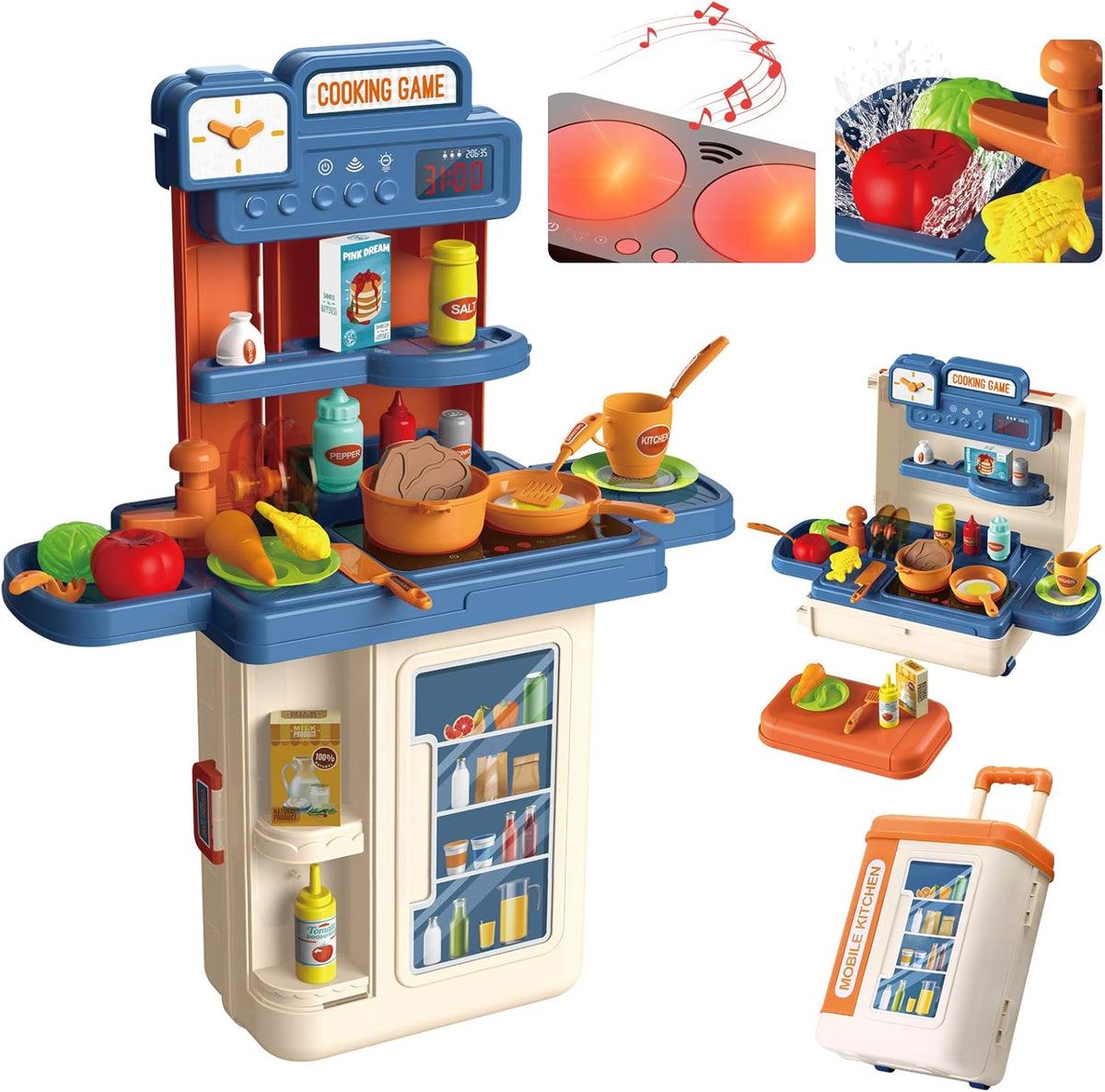 4 in 1 Kitchen Playset with 41pcs Realistic Cooking Accessories R40514
