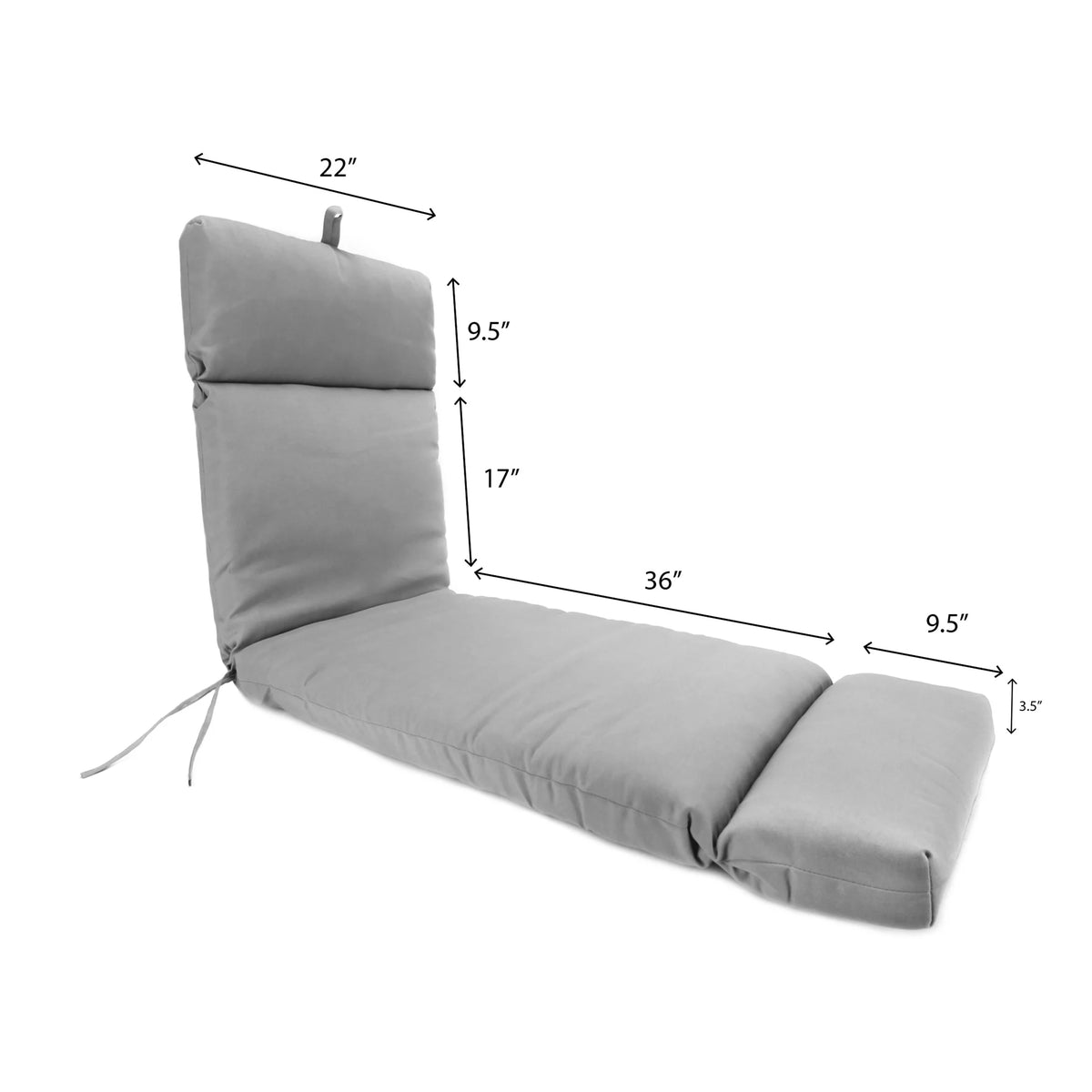 Green Rectangular Outdoor Chaise Lounge Cushion H47576