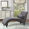 Gray Upholstered Chaise Lounge Chair L759