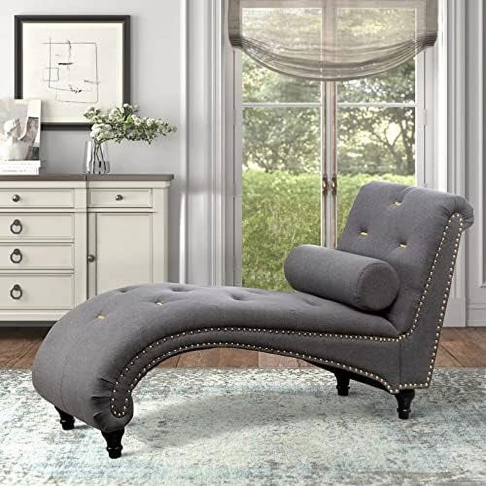 Gray Upholstered Chaise Lounge Chair L759