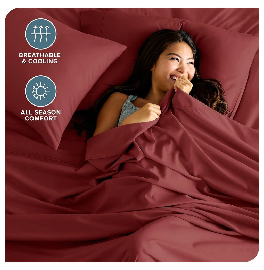 Rosewood 4 Piece Ultra-Soft Microfiber Full Bed Sheets O439979