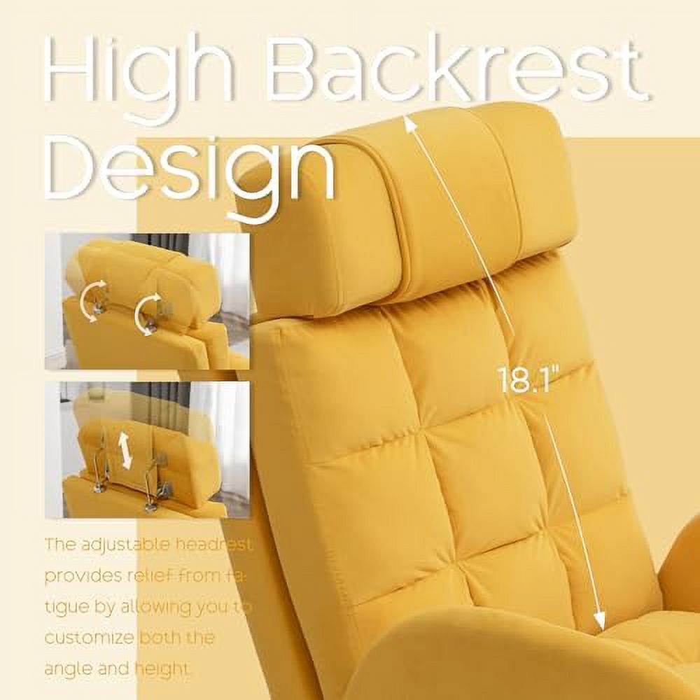 Yellow Velvet Accent Chair with Ottoman Y6708
