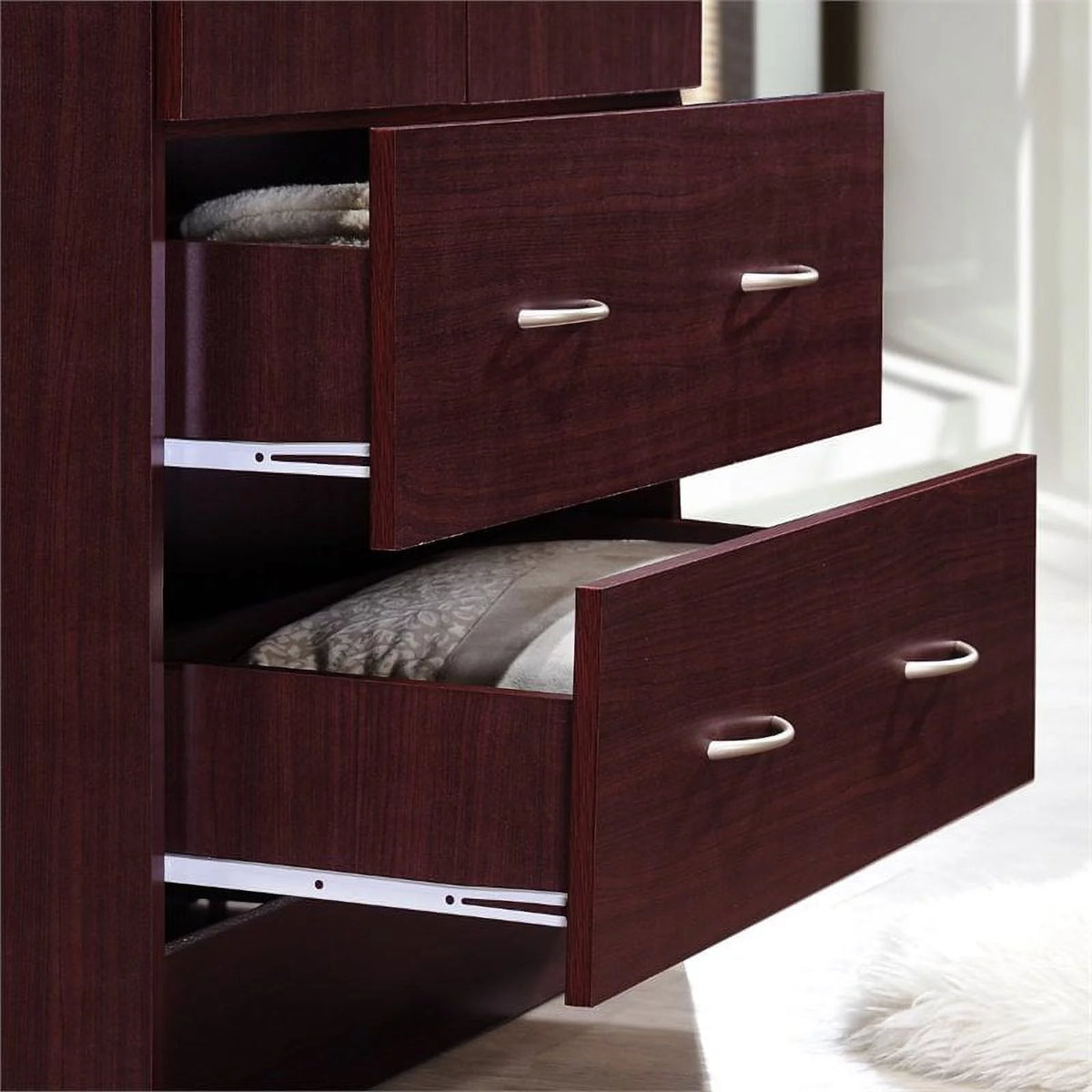 2 Piece Bedroom Set with Captain Bed and 2 Door Armoire in Mahogany L274