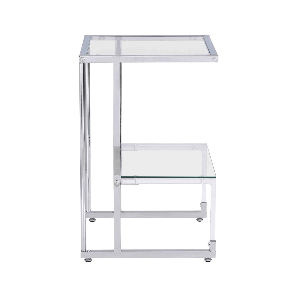 Chrome 2-Tier Acrylic Glass Top C Shape Side Table T813677