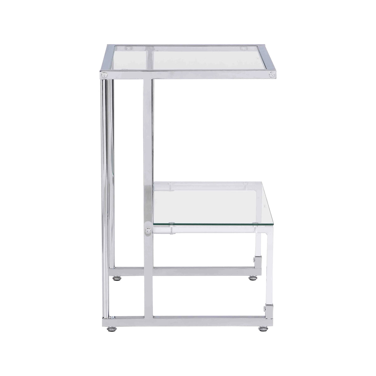 Chrome 2-Tier Acrylic Glass Top C Shape Side Table T813677