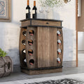 Rustic Reclaimed Oak Finish Multi-Storage Bar Cabinet D335020