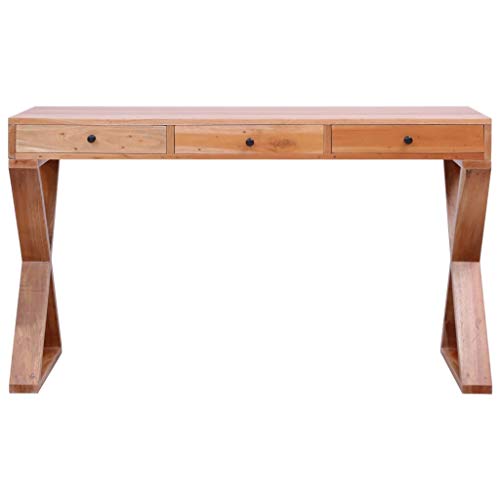 Natural 52"x18.5"x30.3" Solid Mahogany Wood Computer Desk B606153