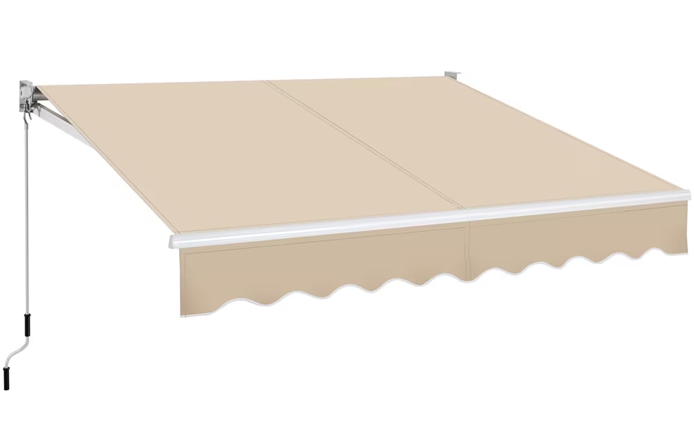 Beige Retractable Patio Sun Shade Awning with Hand Crank E838