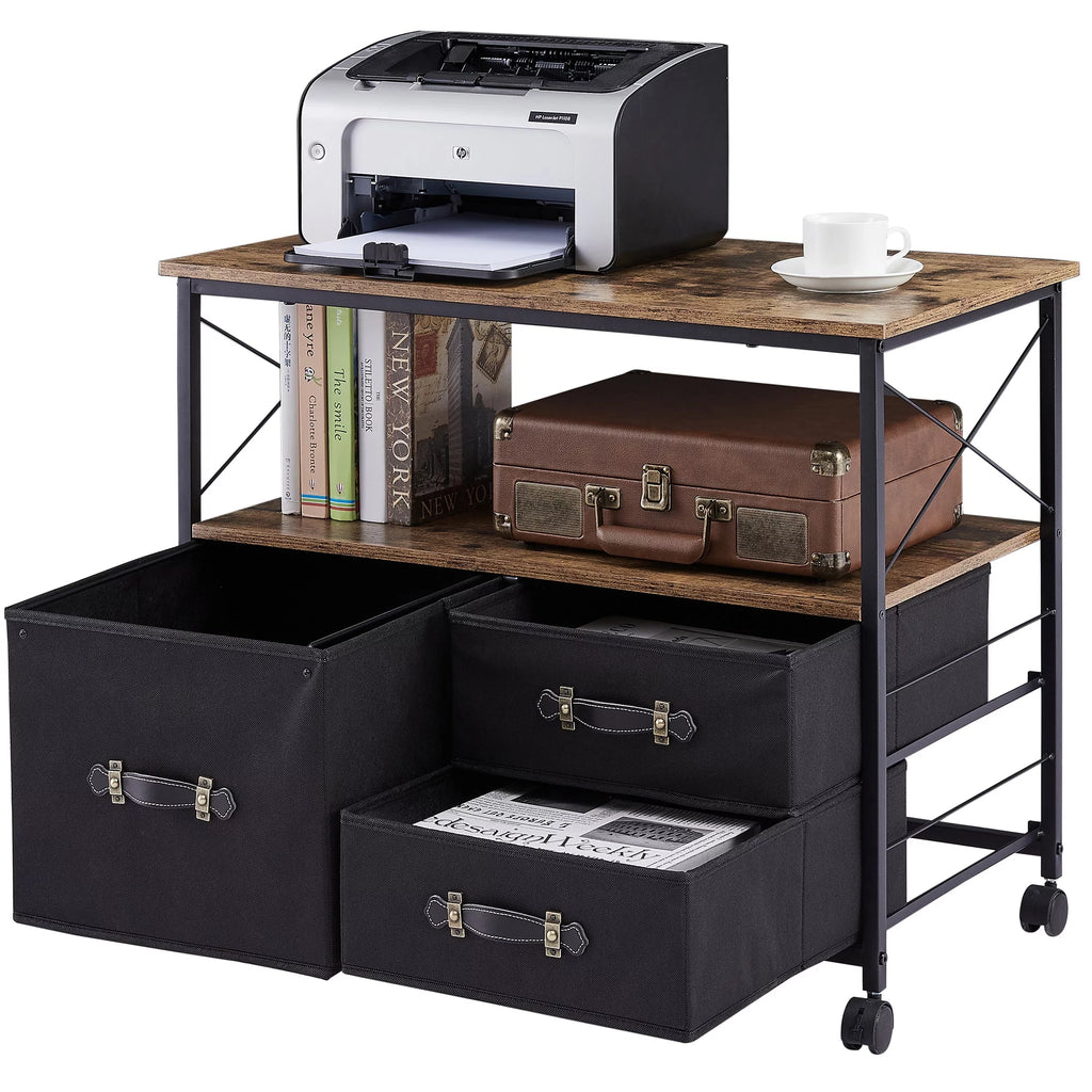 3 Drawer Rolling File Cabinet with Storage Shelf A537