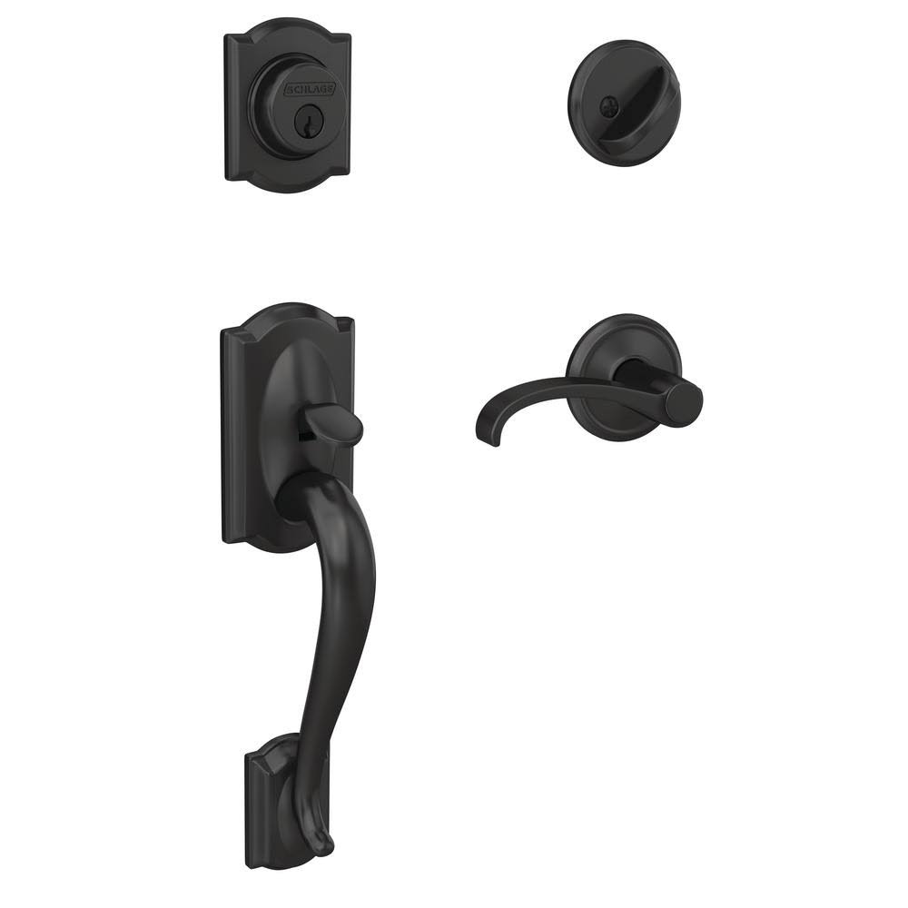 Matte Black Single Cylinder Door Handleset with Door Lever E9016
