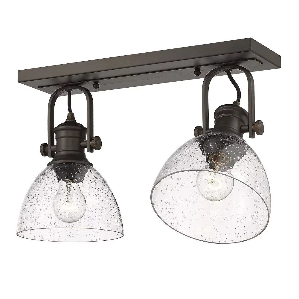 2 Light Semi-Flush Mount Pewter Seeded Glass I721