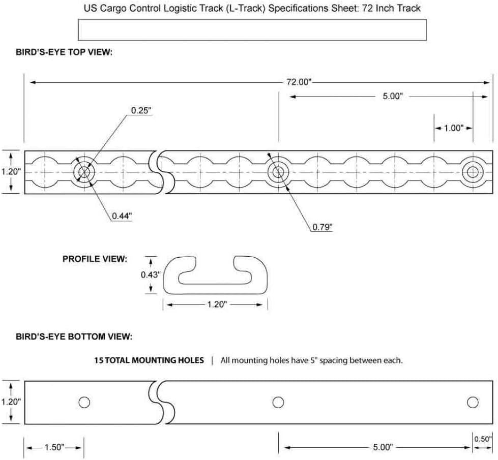 Aluminum L Track – 72 Inch Length W270