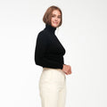 Black Cashmere Cropped Turtleneck D51759