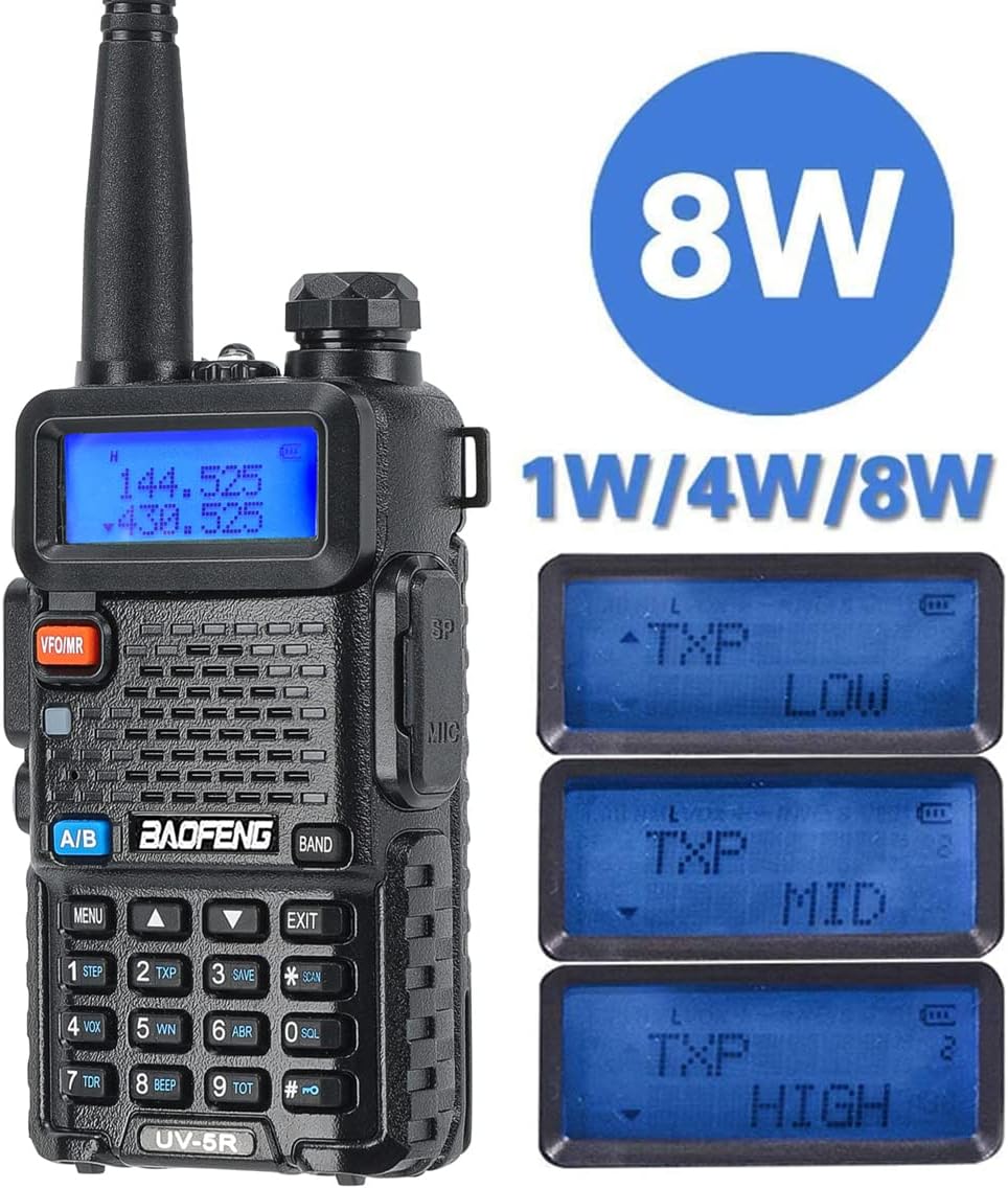 8W Dual Band VHF/UHF Two Way Radio Walkie Talkie with 3800mAh Battery R94462