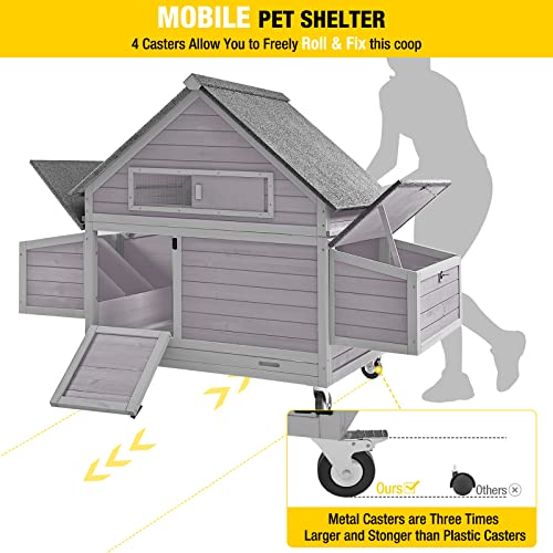 Portable Chicken Coop with Wheels and Nesting Box O544
