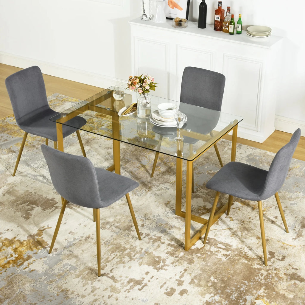 Velvet Dining Chairs Set of 4 Dark Gray Metal Legs W104888
