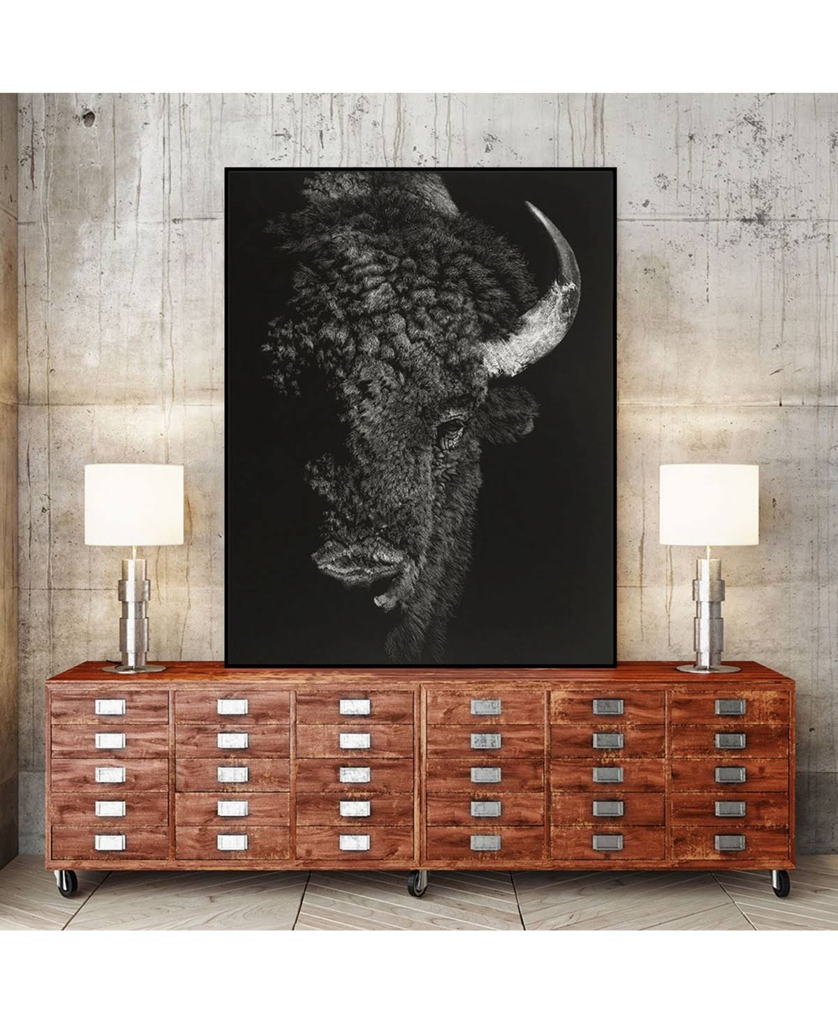 Tan Framed Canvas Art Block P1738