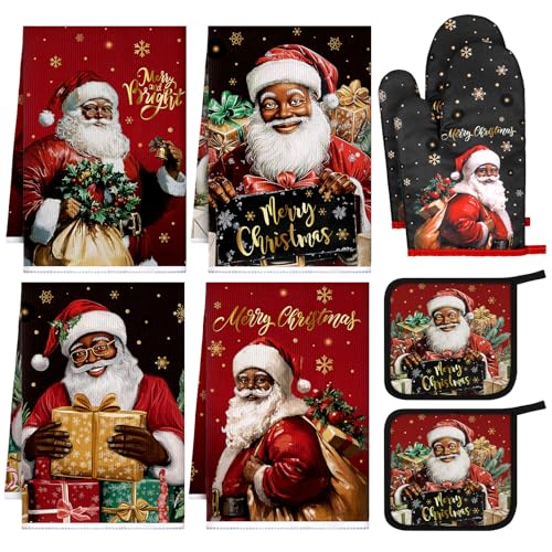 8 Pcs Christmas Kitchen Towel Oven Mitts and Pot Holders Set A821259