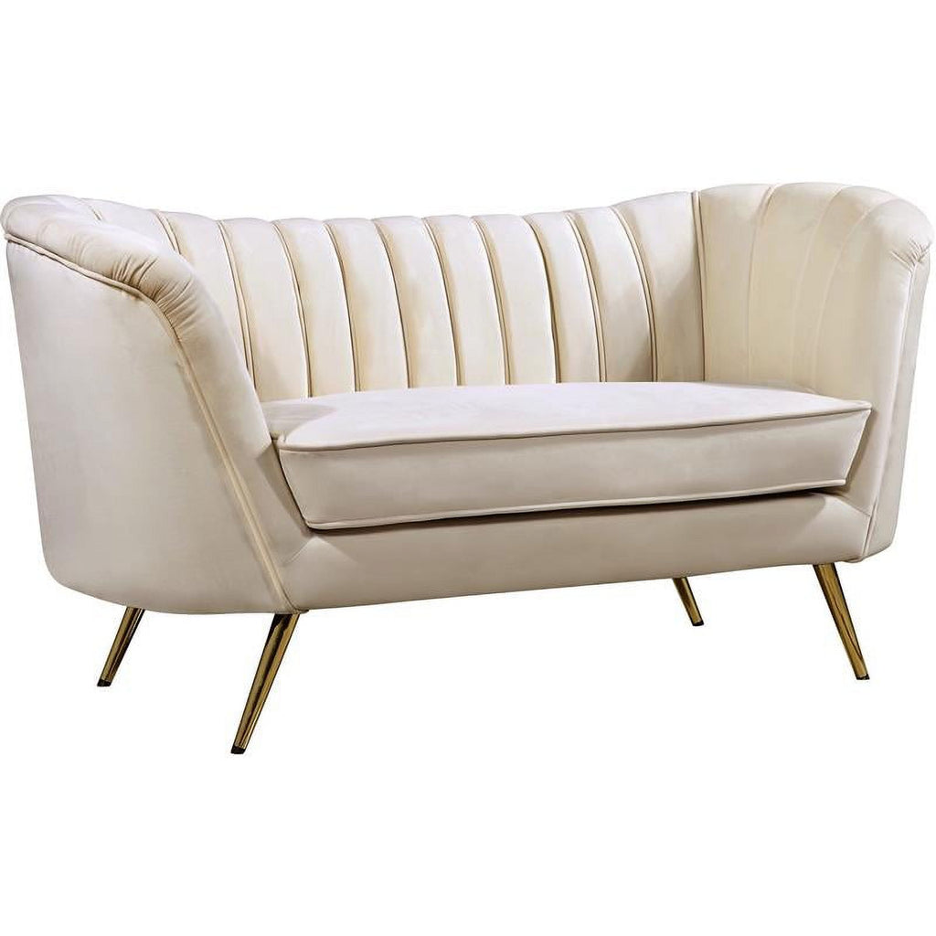 Cream and Gold 3-Piece Accent Chair Loveseat & Sofa Set L253