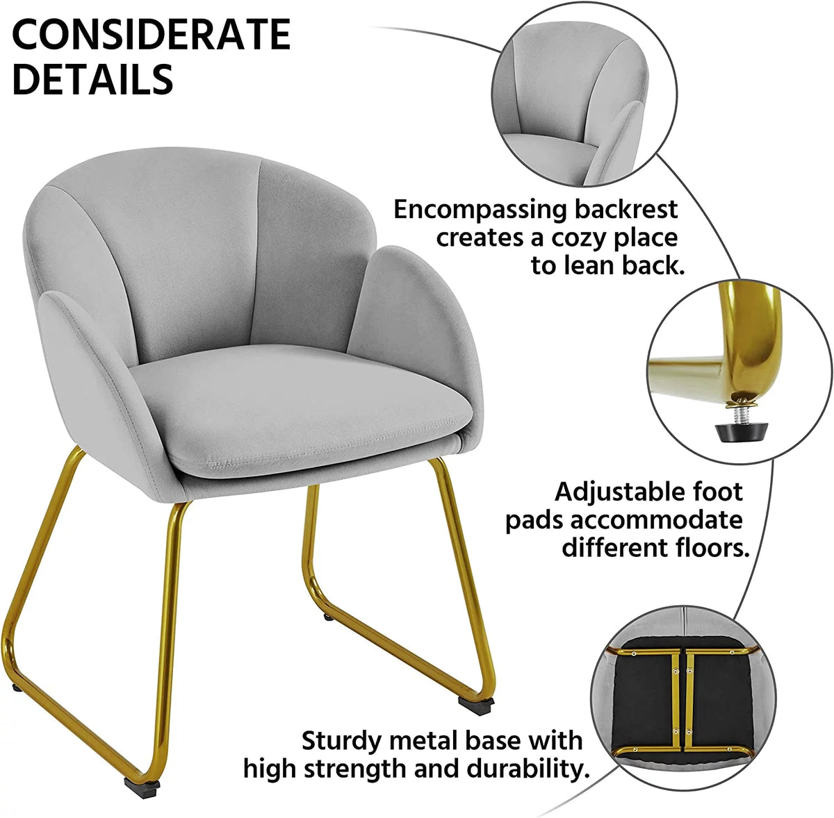 Velvet Armchair with Golden Metal Legs I565062