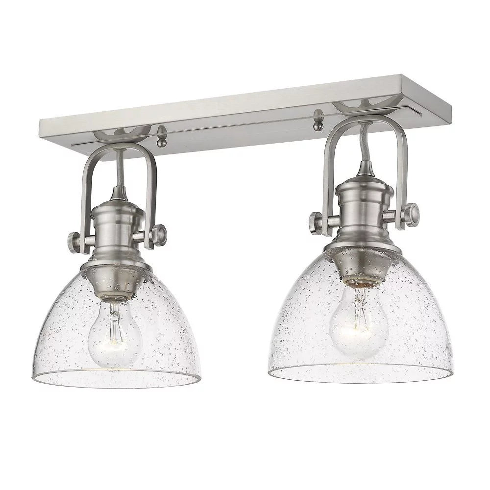 2 Light Semi-Flush Mount Pewter Seeded Glass I721