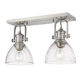 2 Light Semi-Flush Mount Pewter Seeded Glass I721
